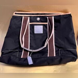 Vintage Y2K COACH Hamptons Nylon Tote Bag Black 6261 Leather Trim Purse Handbag